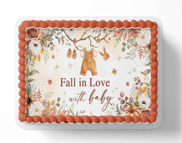 Falling in love with baby cake topper 'Fall in Love with Baby' on a white background
