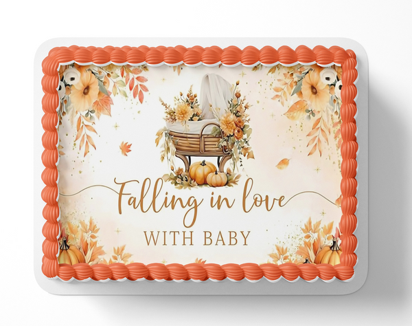 Falling In Love With Baby Cake Topper, Fall baby Shower Pumpkin Baby Shower