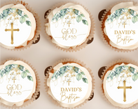 Baptism Cupcake Toppers Edible Baptism Cake Topper Christening Cupcake Topper