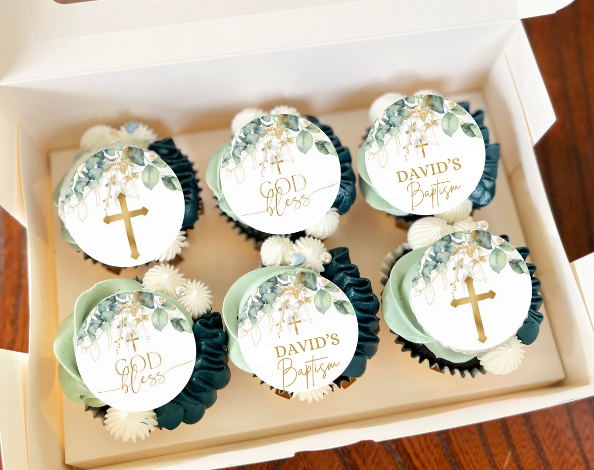 BAPTISM CUPCAKE TOPPERS, CHRISTENING CUPCAKE TOPPERS, FIRST HOLY COMMU ...