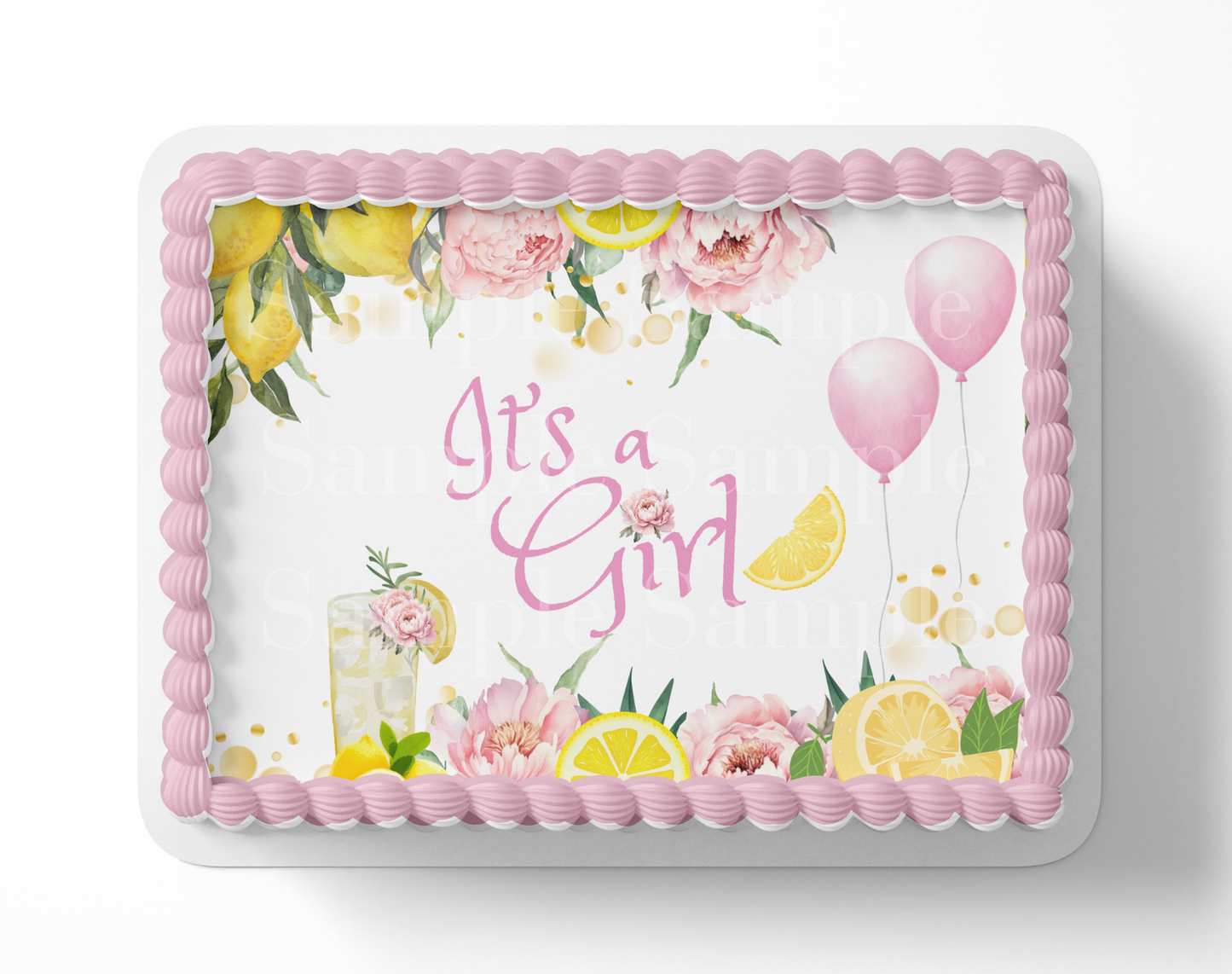 It's A Girl Lemon Baby Shower Cake Topper 