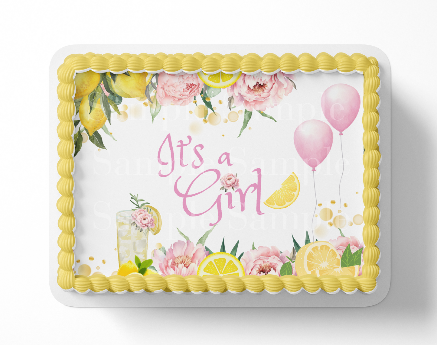 It's A Girl Lemon Baby Shower Cake Topper 