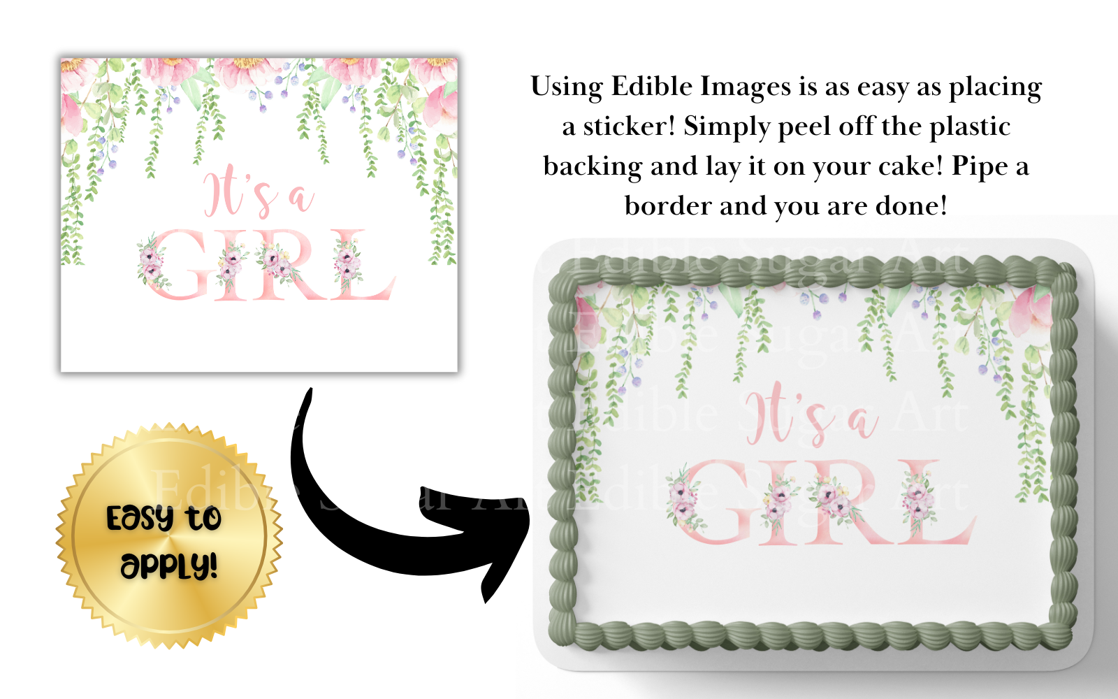 It's A Girl cake topper