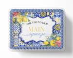 Mediterranean Tile Lemon Bridal Shower Cake Topper – Edible Image for Bridal Shower Cake, Italian Lemon Theme Party