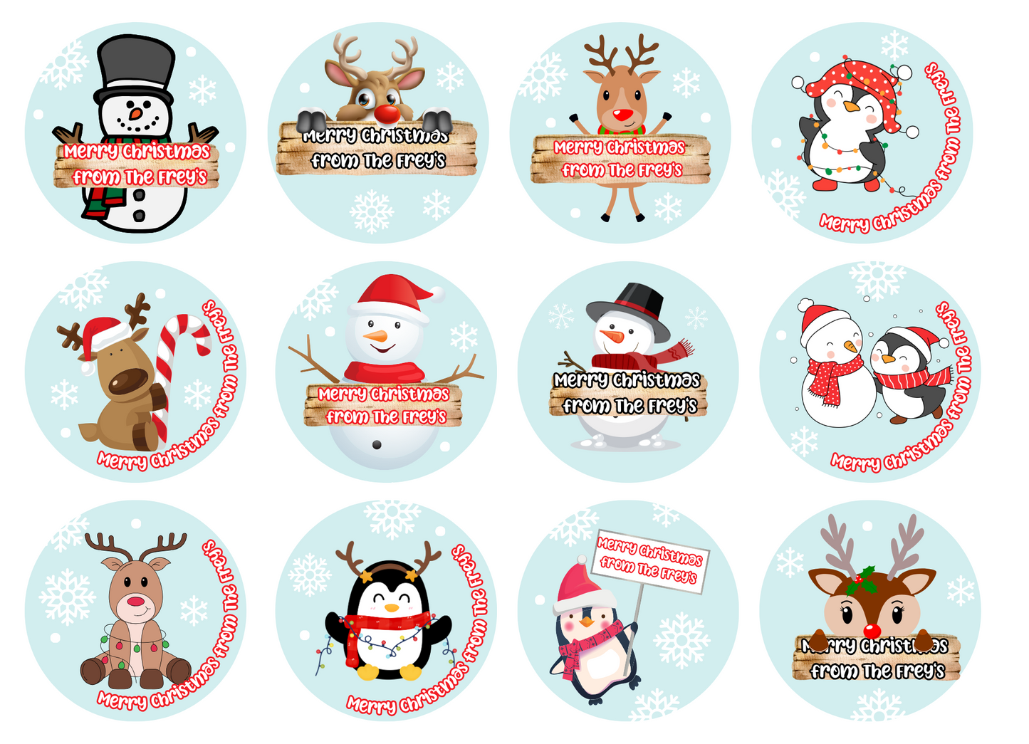Christmas Cupcake Toppers Christmas Cake Topper Snowman cupcake topper Holiday cake topper Holiday cupcake topper