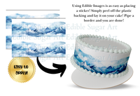 Mountain Cake Wrap, Mountain theme cake, Mountain border, Mountain cake topper
