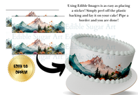 Mountain Scenery Wedding Cake Wrap, Mountain Border, Mountain Wedding Decorations