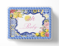 Oh Baby Lemon Mediterranean Tile Baby Shower Cake Topper