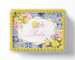 Oh Baby Lemon Mediterranean Tile Baby Shower Cake Topper