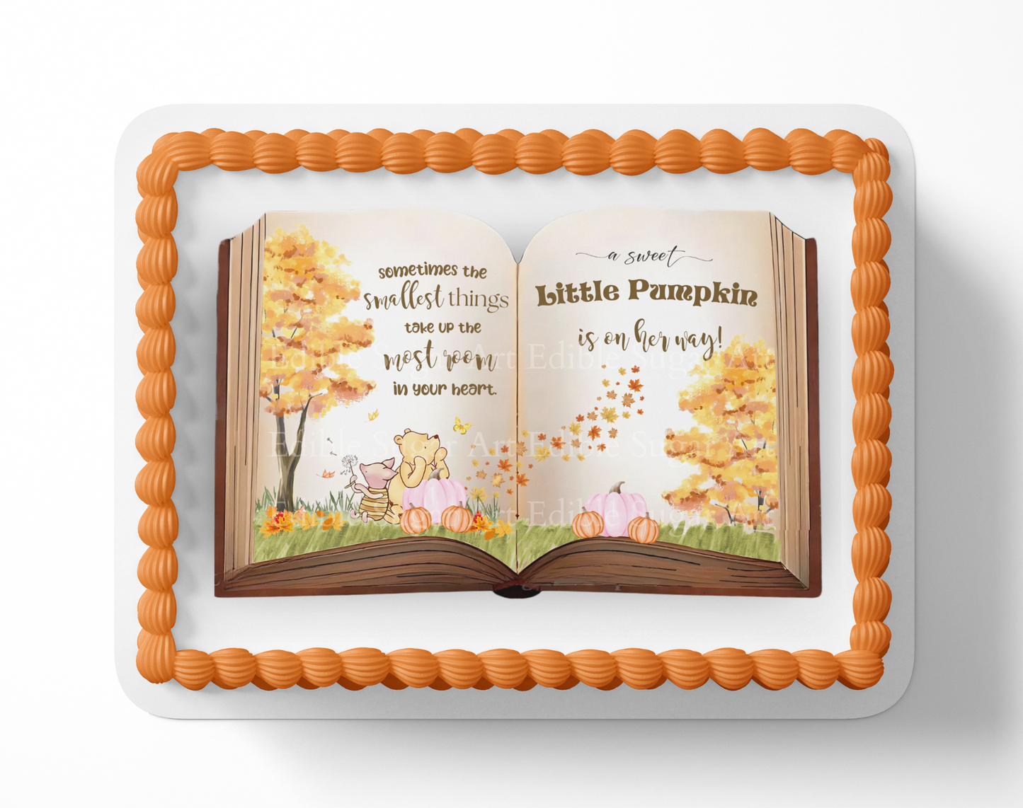 POOH BEAR CAKE TOPPER, Pumpkin Pooh Bear, Fall Pooh Bear, Pooh Bear Pumpkin, Pooh Bear Baby Shower, Pooh Bear Baby Shower Cake Topper, Pooh Bear Party, Sheet Cake Topper