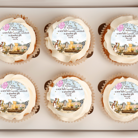 Pooh Bear Baby Shower Cupcake Toppers