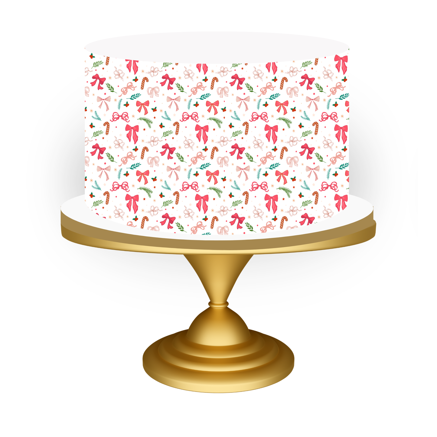 Decorative christmas cake with festive pattern on a white background