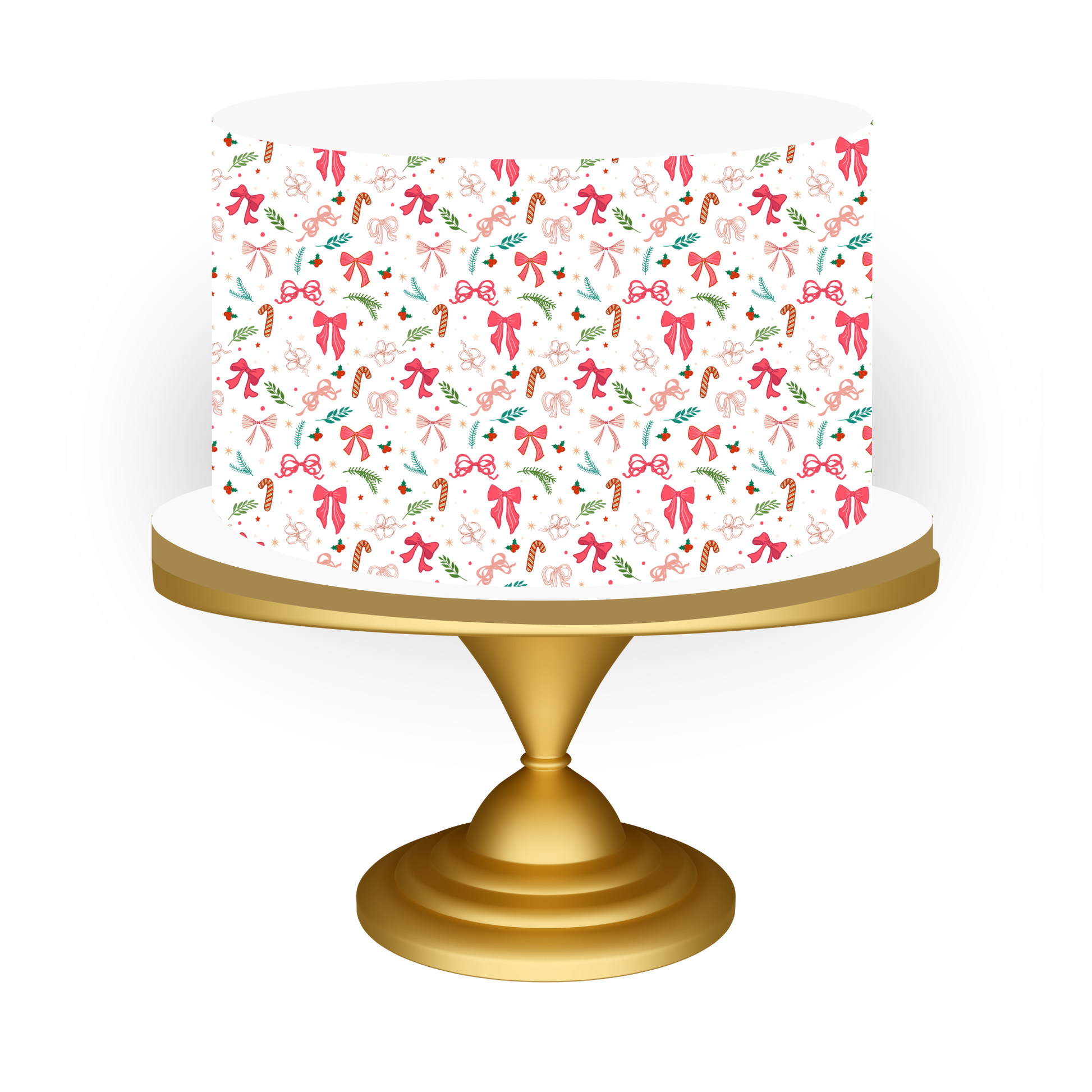 Decorative christmas cake with festive pattern on a white background