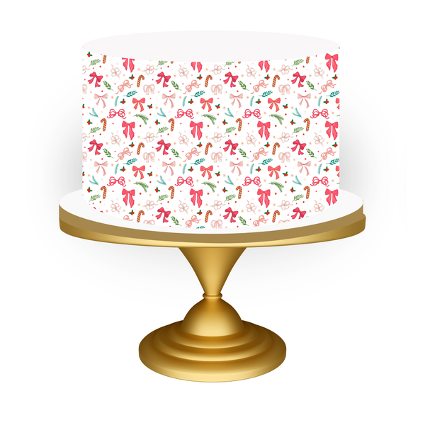 Decorative christmas cake with festive pattern on a white background
