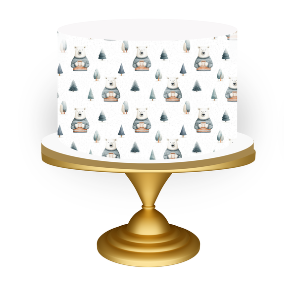 Decorative cake with Polar Bear pattern on a white background