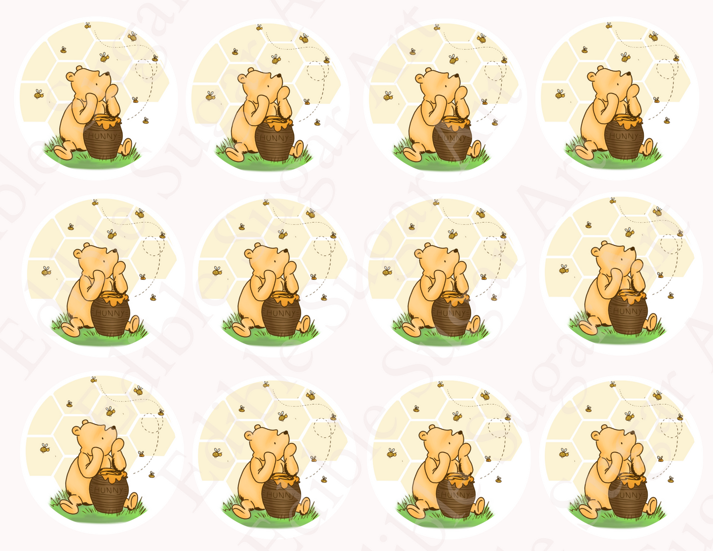 POOH BEAR CUPCAKE Toppers Baby Shower Cupcake toppers Pooh bear baby shower cake Vintage Pooh bear Cupcake toppers Edible Cupcake toppers