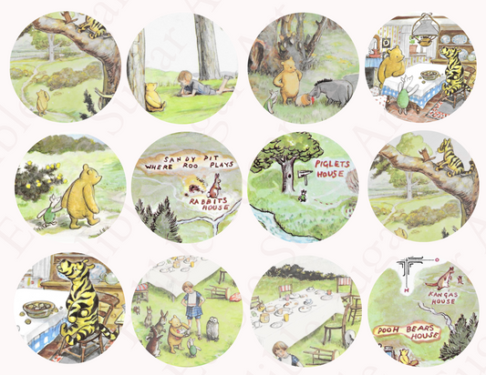 VINTAGE POOH BEAR CUPCAKE Toppers Baby Shower Cupcake toppers Pooh bear baby shower cake Vintage Pooh bear Cupcake toppers Edible Cupcake toppers