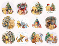CHRISTMAS POOH BEAR CUPCAKE Toppers Baby Shower Cupcake toppers Pooh bear baby shower cake Vintage Pooh bear Cupcake toppers Edible Cupcake toppers