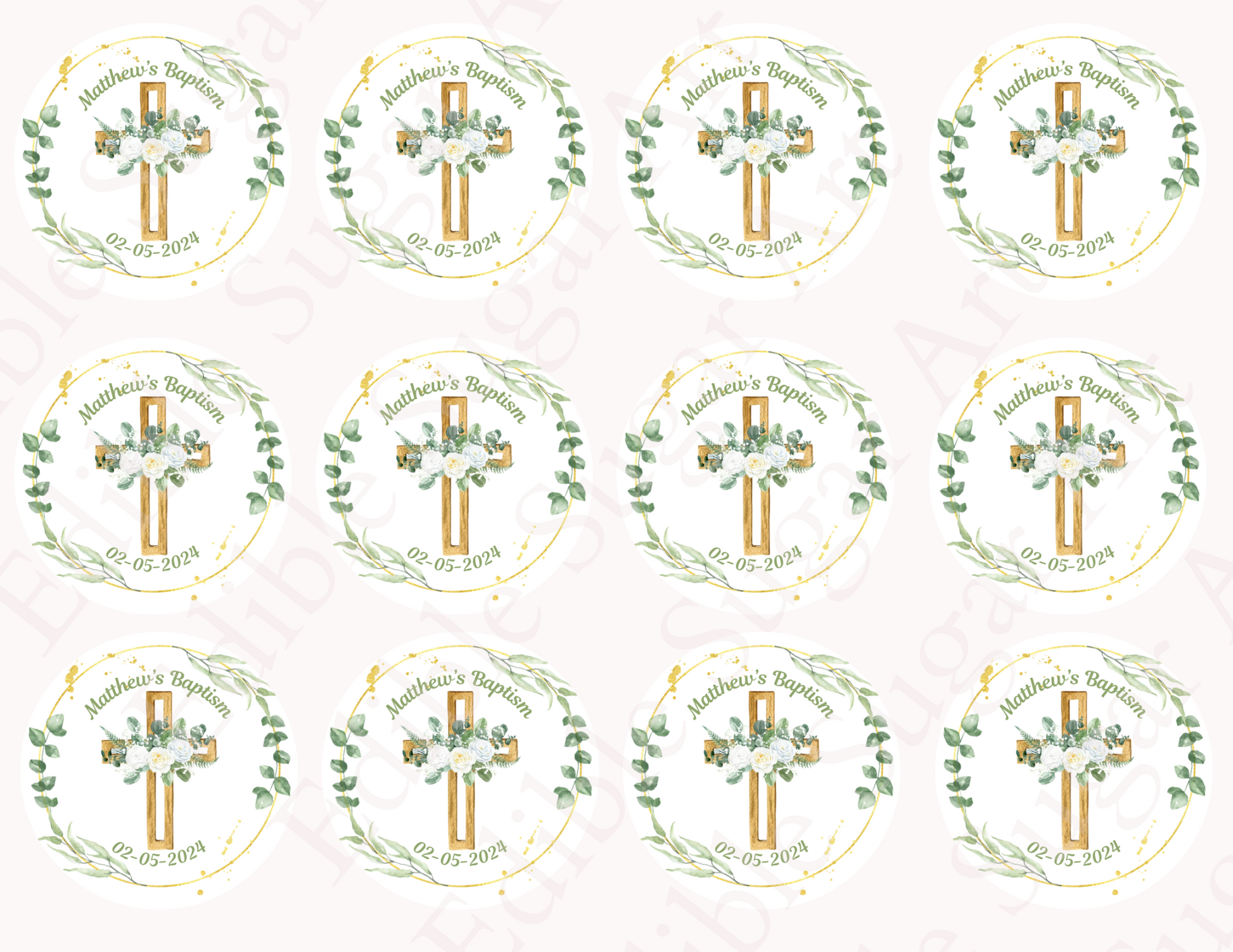 BAPTISM CUPCAKE TOPPERS