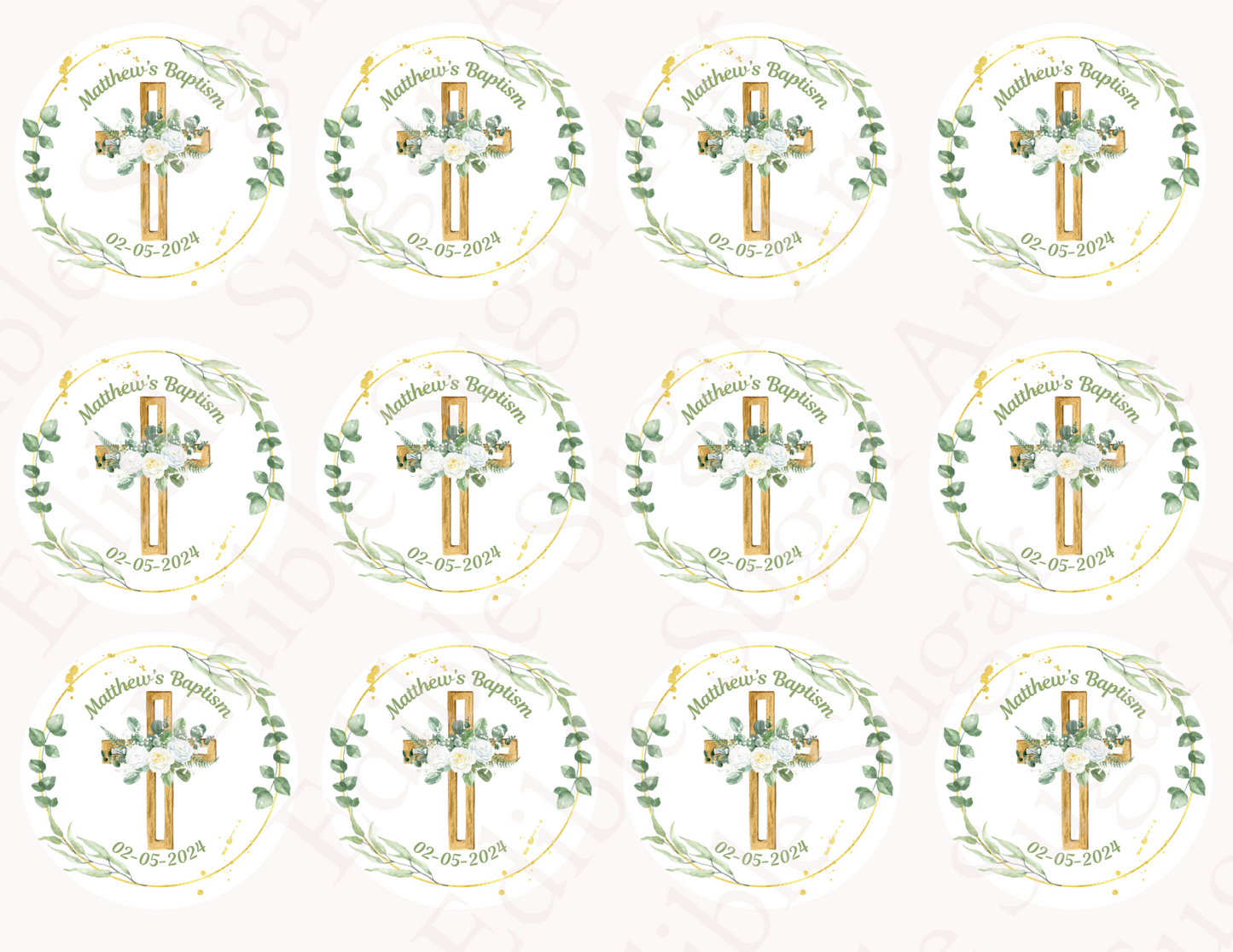 BAPTISM CUPCAKE TOPPERS