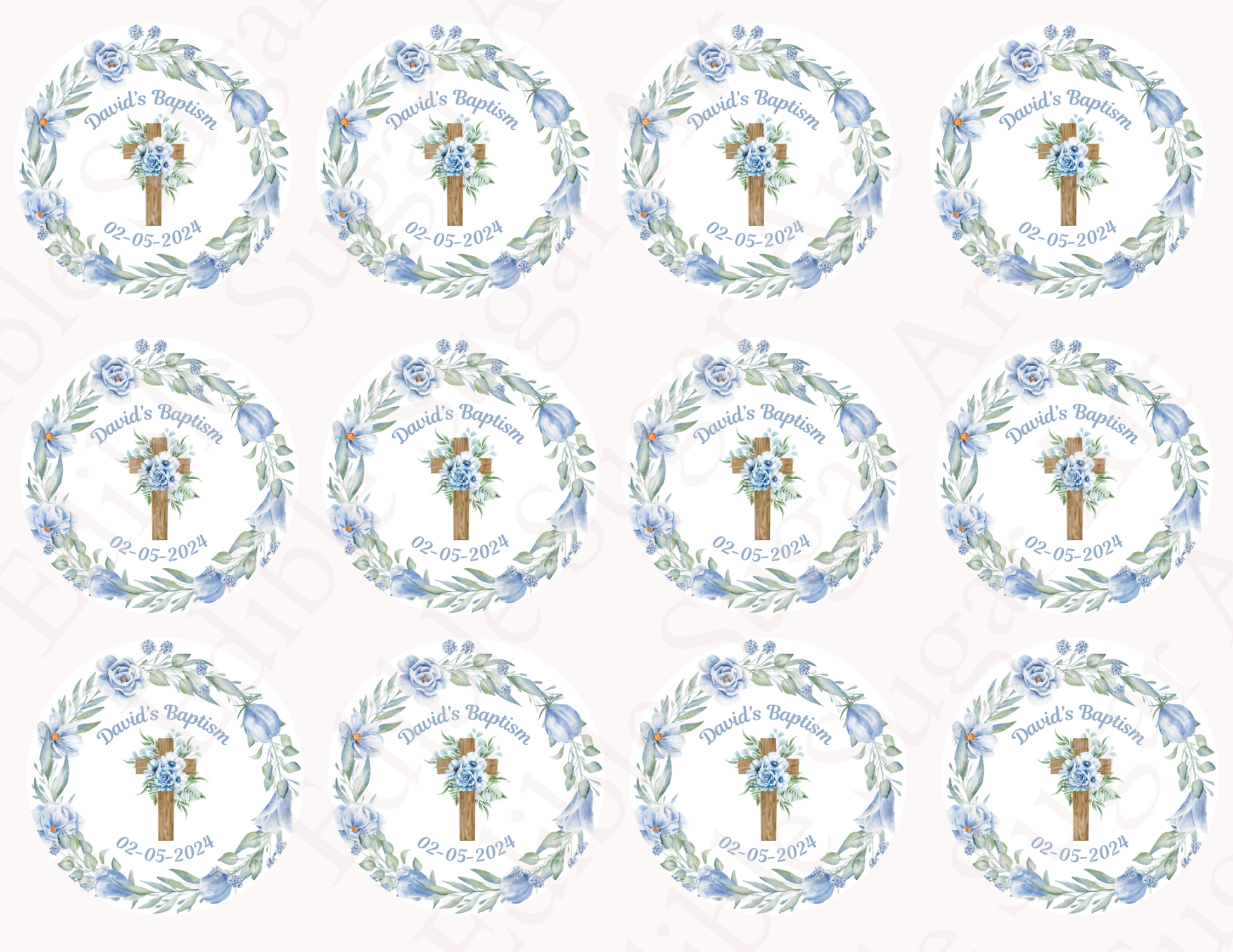 BAPTISM CUPCAKE TOPPERS