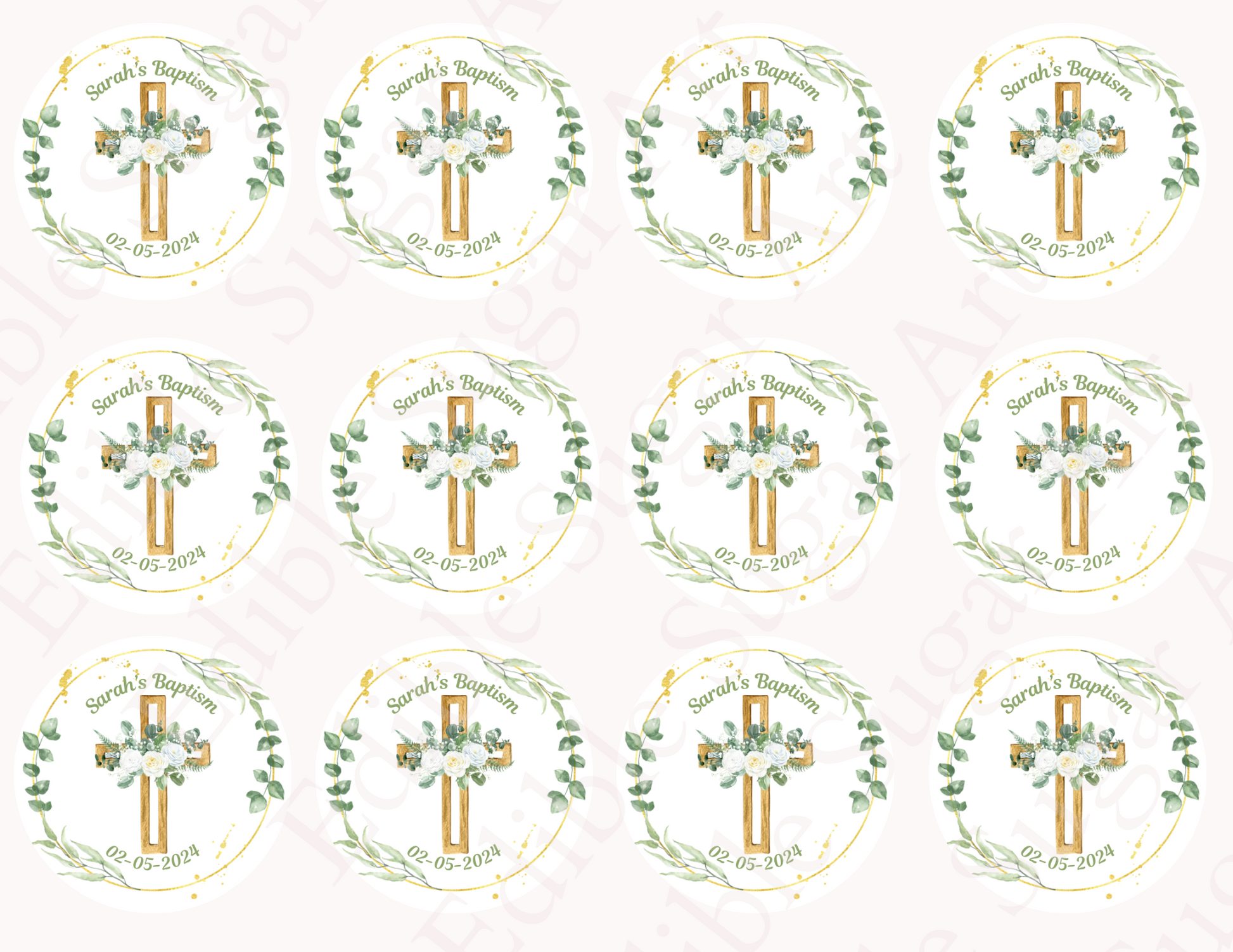 BAPTISM CUPCAKE TOPPERS