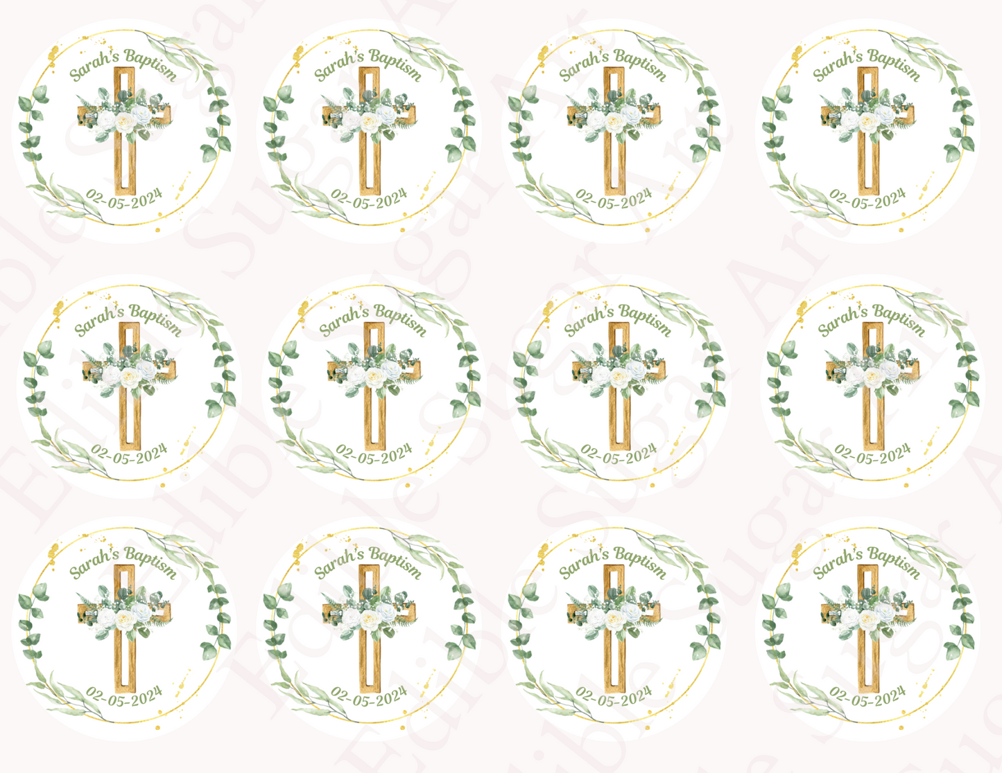 BAPTISM CUPCAKE TOPPERS