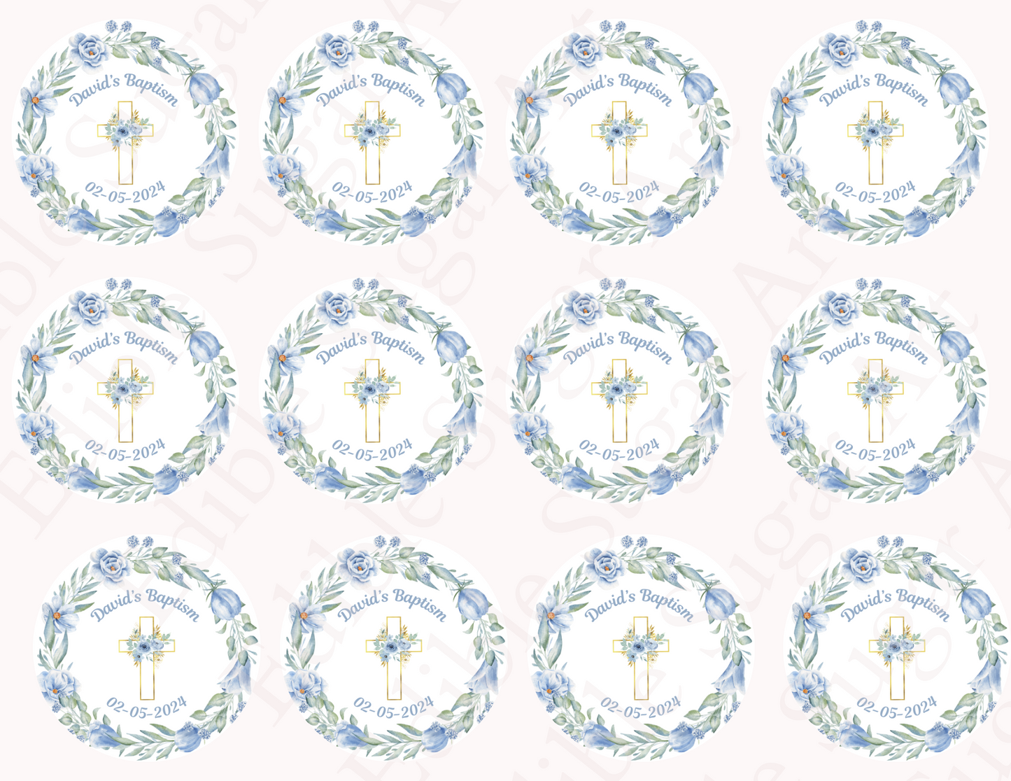 BAPTISM CUPCAKE TOPPERS