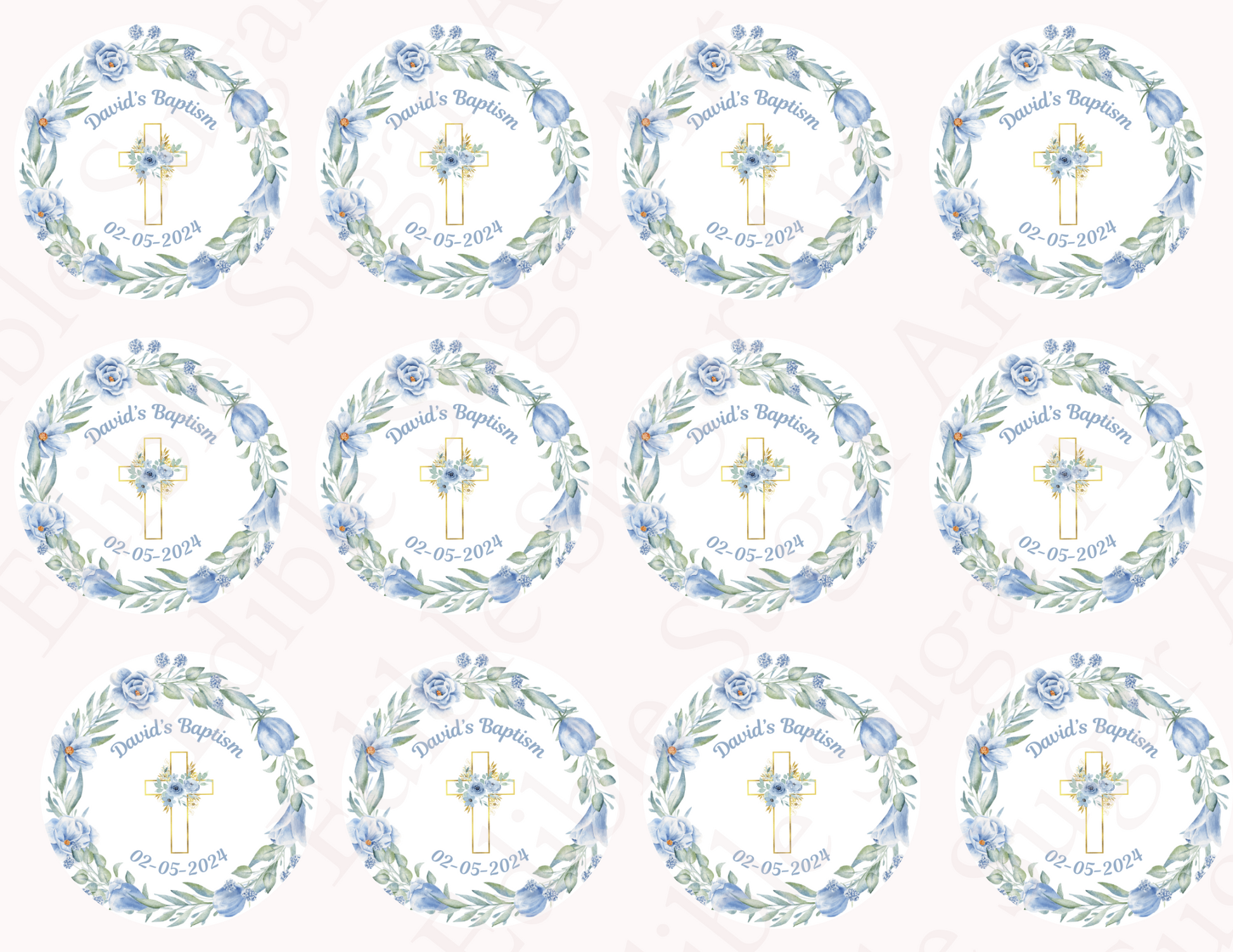 BAPTISM CUPCAKE TOPPERS