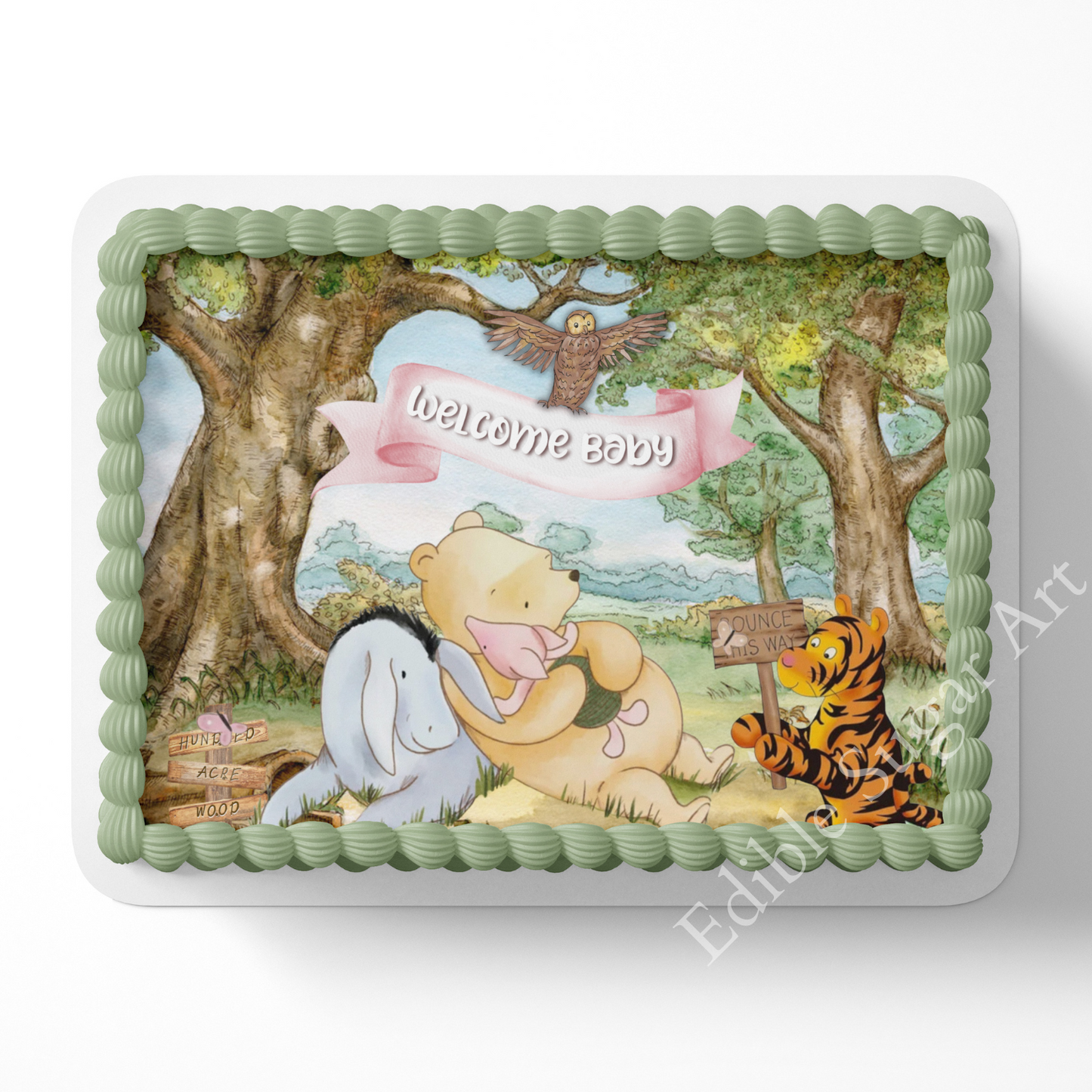 Pooh Bear Baby SHower CAke Topper, Pooh Bear Cake Topper, Sheet Cake decorations