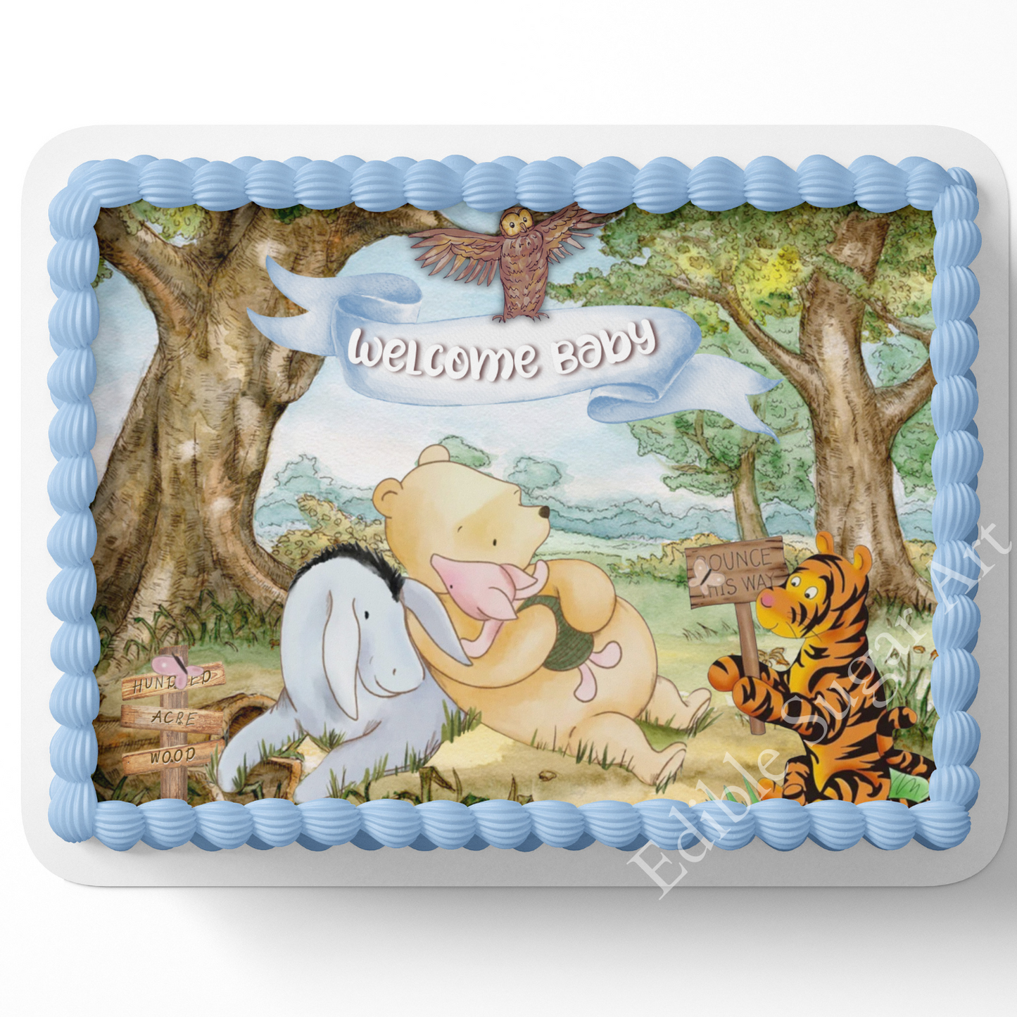 Pooh Bear Baby SHower CAke Topper, Pooh Bear Cake Topper, Sheet Cake decorations