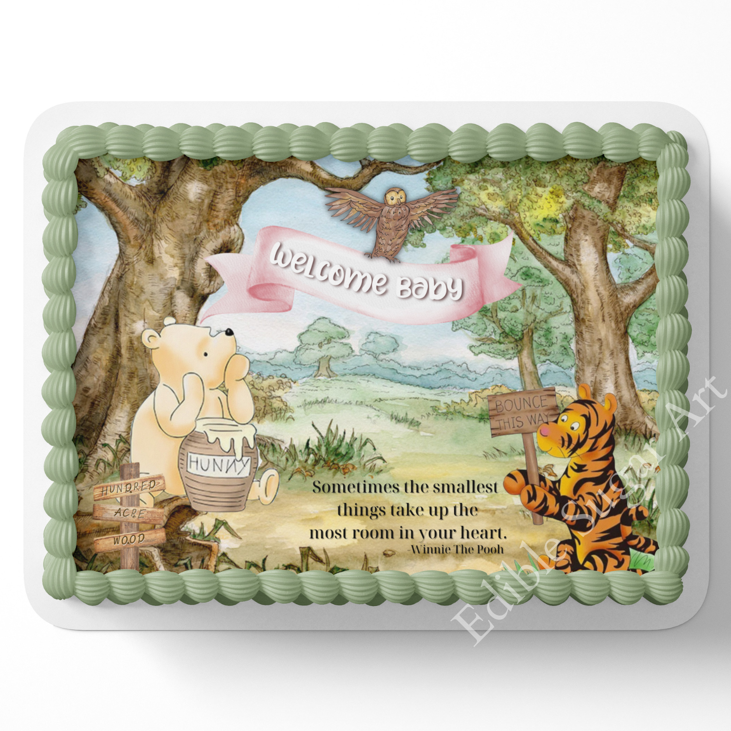 Pooh Bear Baby SHower CAke Topper, Pooh Bear Cake Topper, Sheet Cake decorations