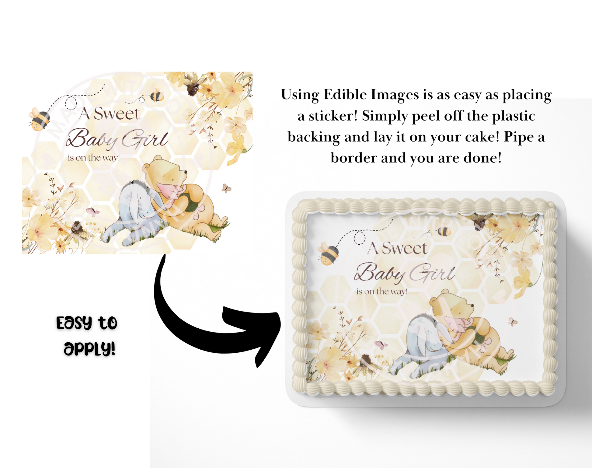 Pooh Bear Baby Shower Cake Topper 