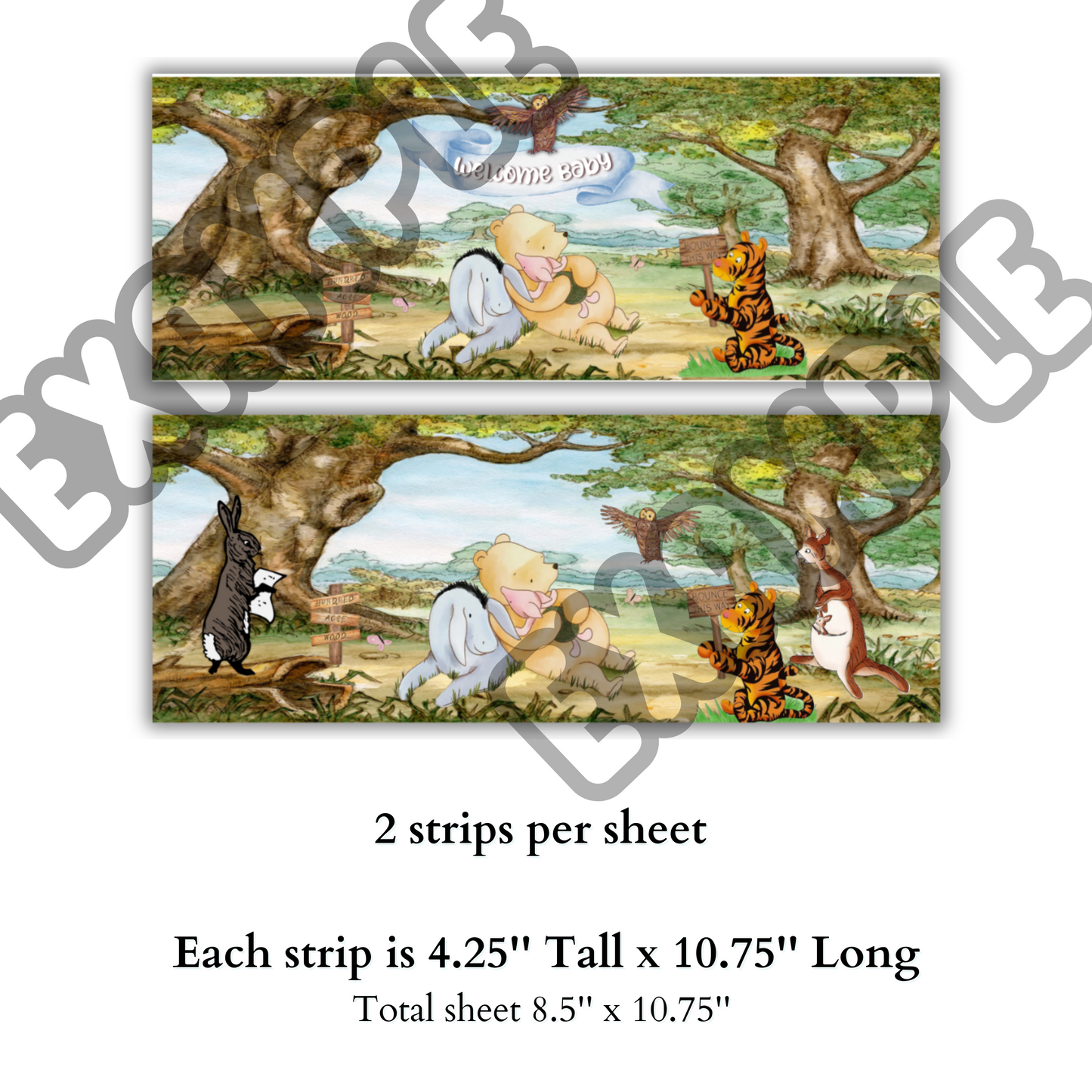 Pooh Bear Baby Shower Cake Wraap Edible image