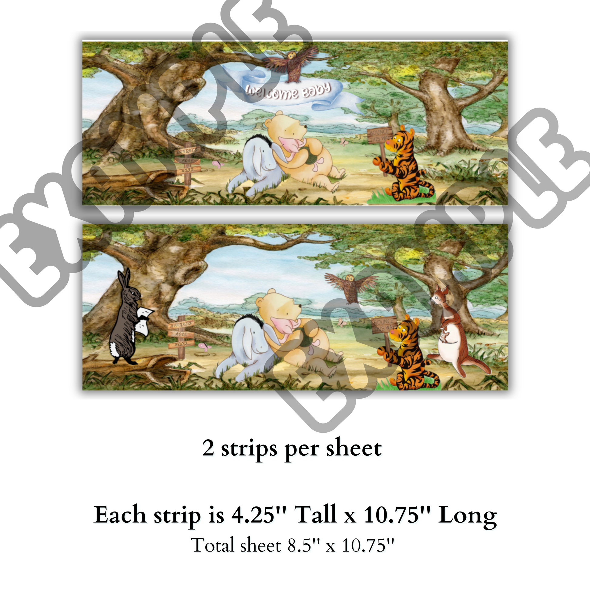Pooh Bear Baby Shower Cake Wraap Edible image