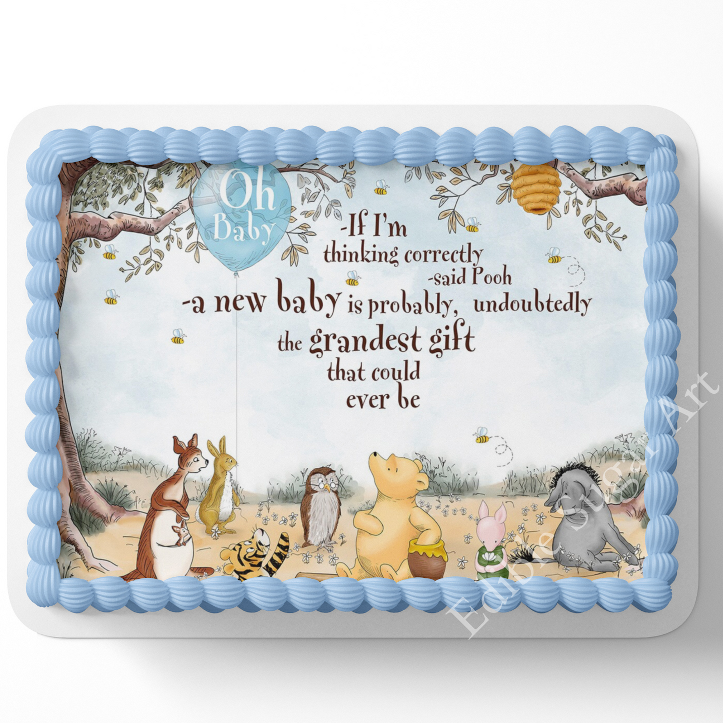 Pooh Bear Baby Shower Cupcake Toppers