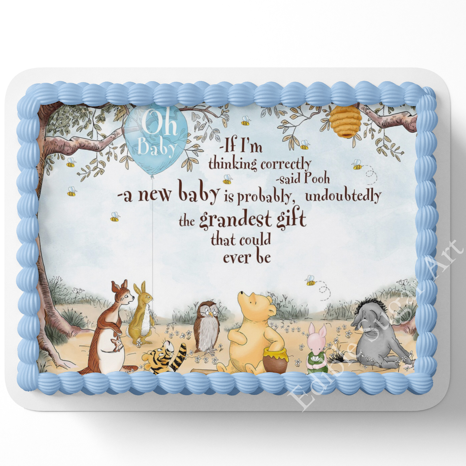 Pooh Bear Baby Shower Cupcake Toppers