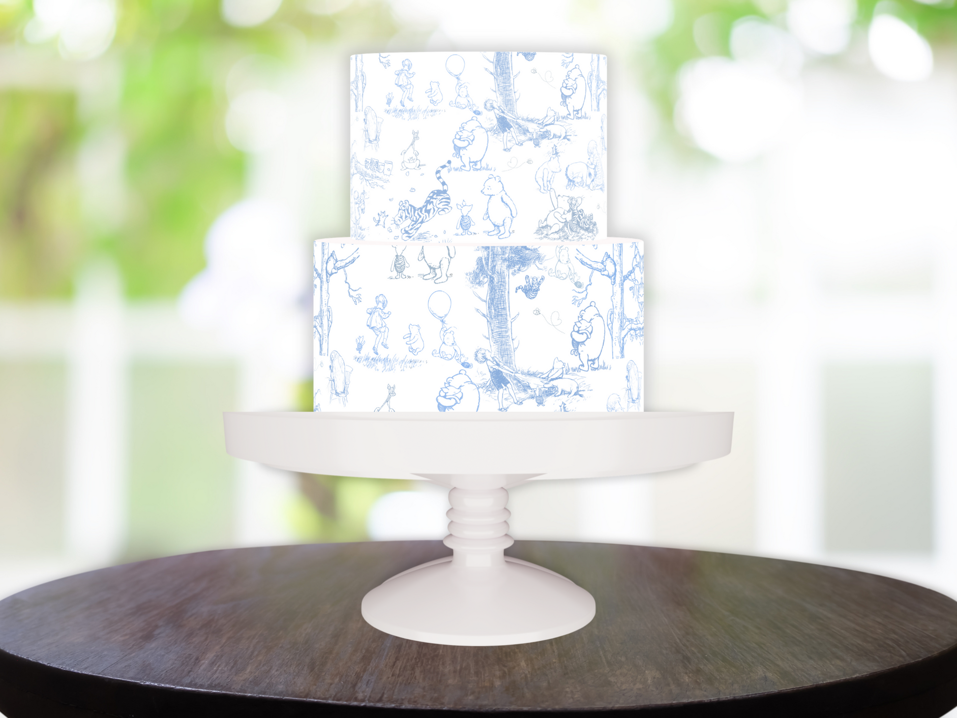 Pooh bear Toile baby SHower Cake topper