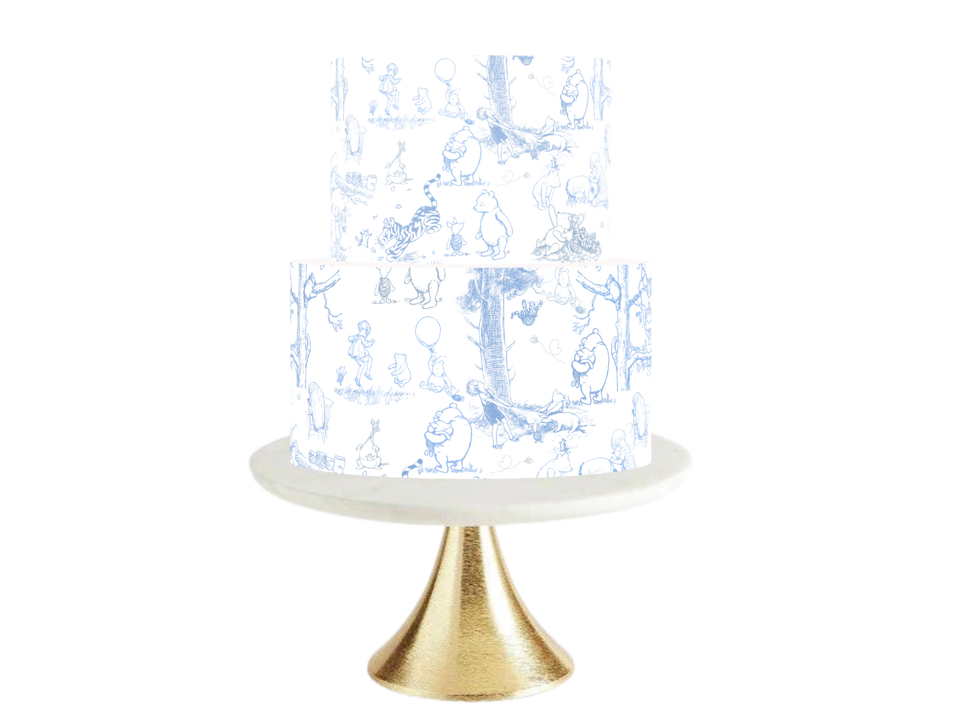 Pooh bear Toile baby SHower Cake topper