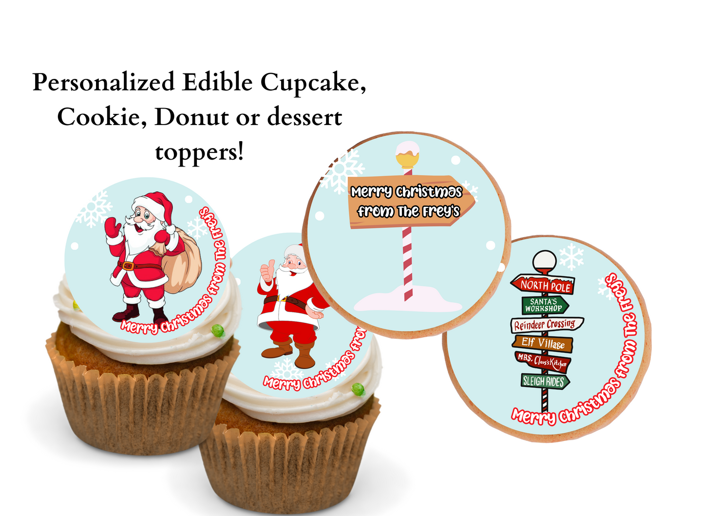Christmas Cupcake Toppers Christmas Cake Topper Snowman cupcake topper Holiday cake topper Holiday cupcake topper