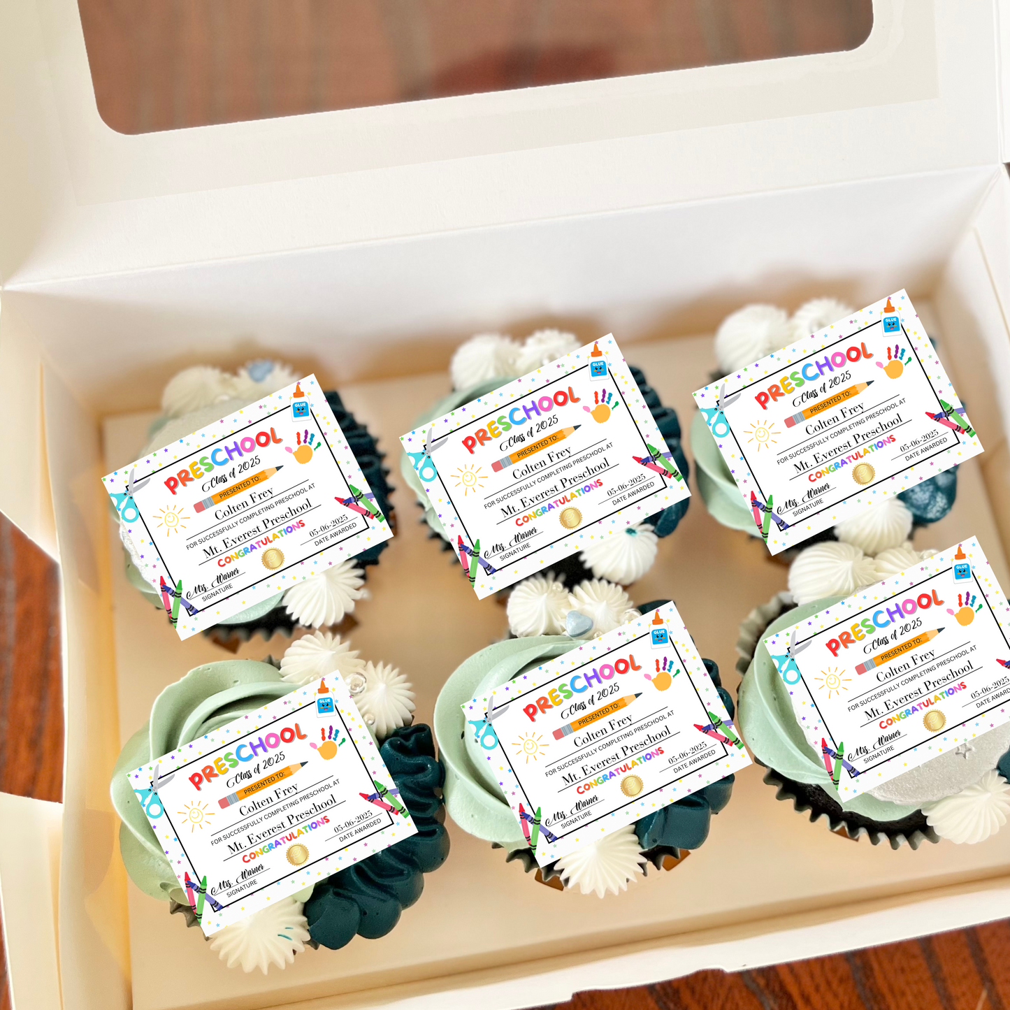 Preschool Graduation Diploma Cupcake Toppers