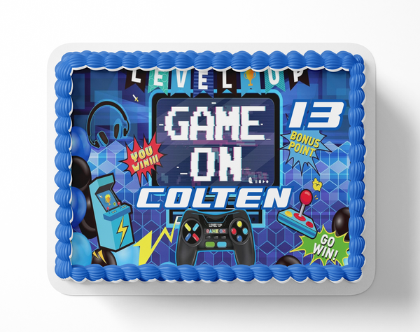 Video Game Cake topper, gamer cake topper, level up