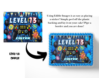 Video Game Cake topper, gamer cake topper, level up