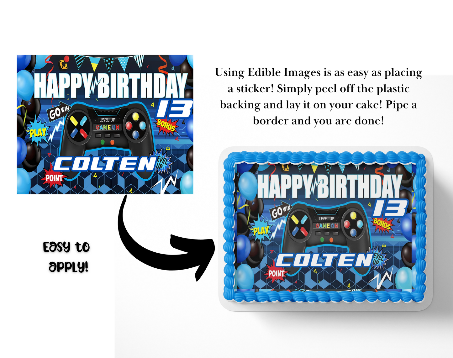 Video Game Cake topper, gamer cake topper, level up