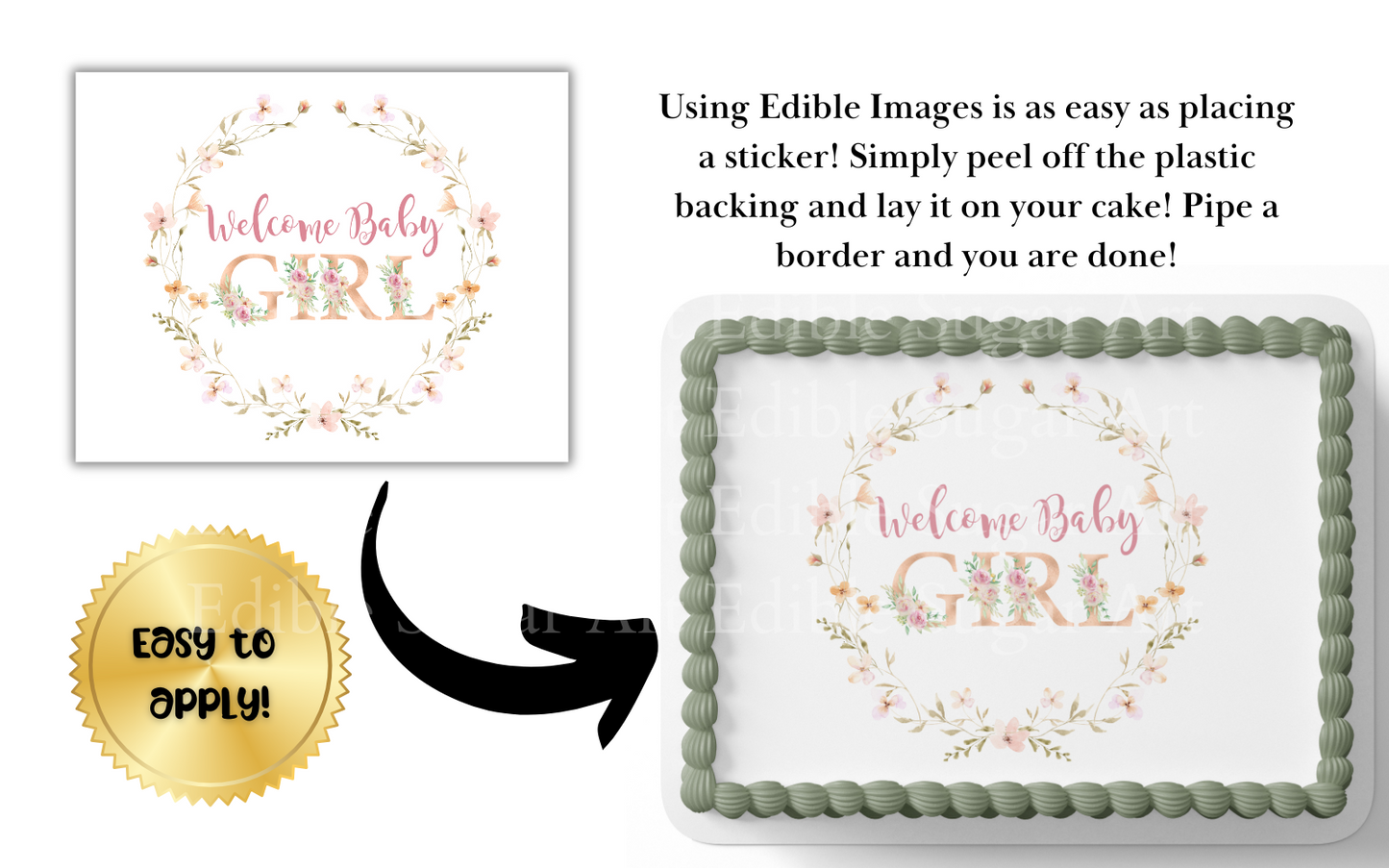 Welcome Baby Girl Cake Topper
