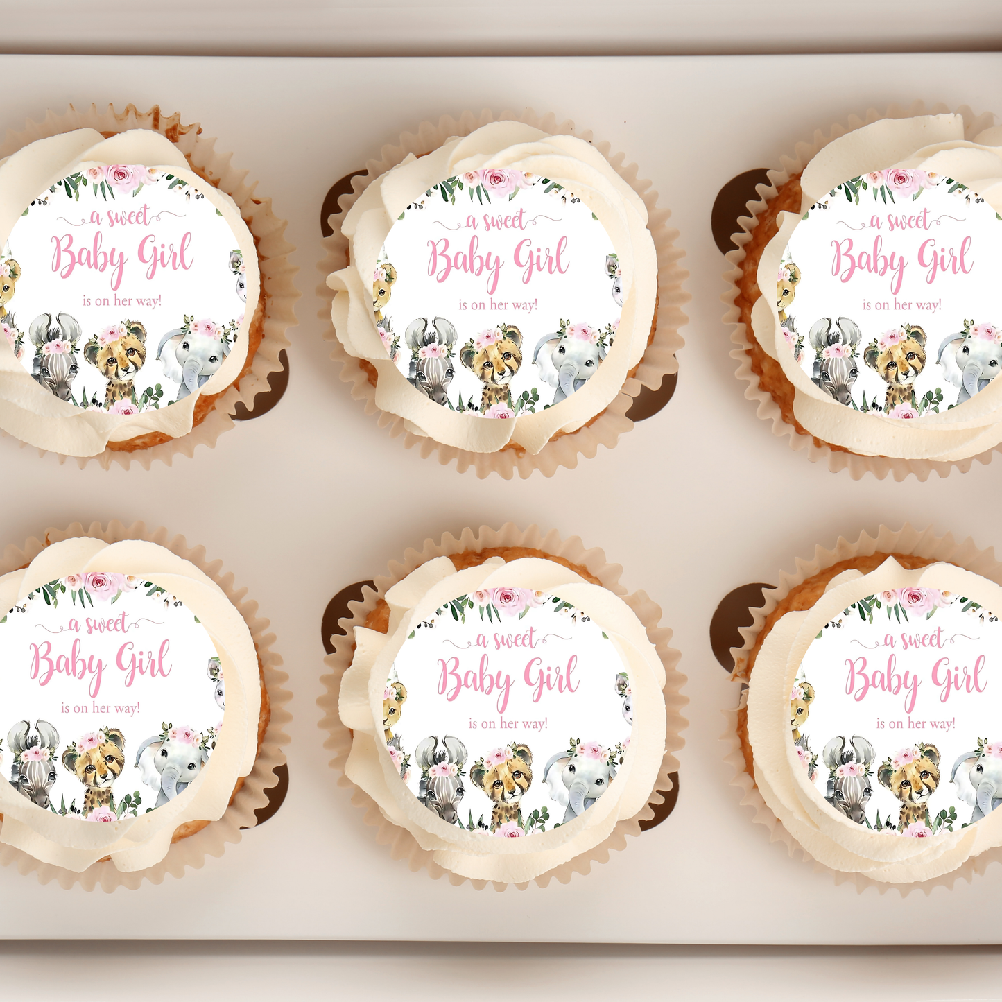 A Sweet Baby Girl Is On Her Way, Safari Cupcake Toppers, Safari Baby Shower