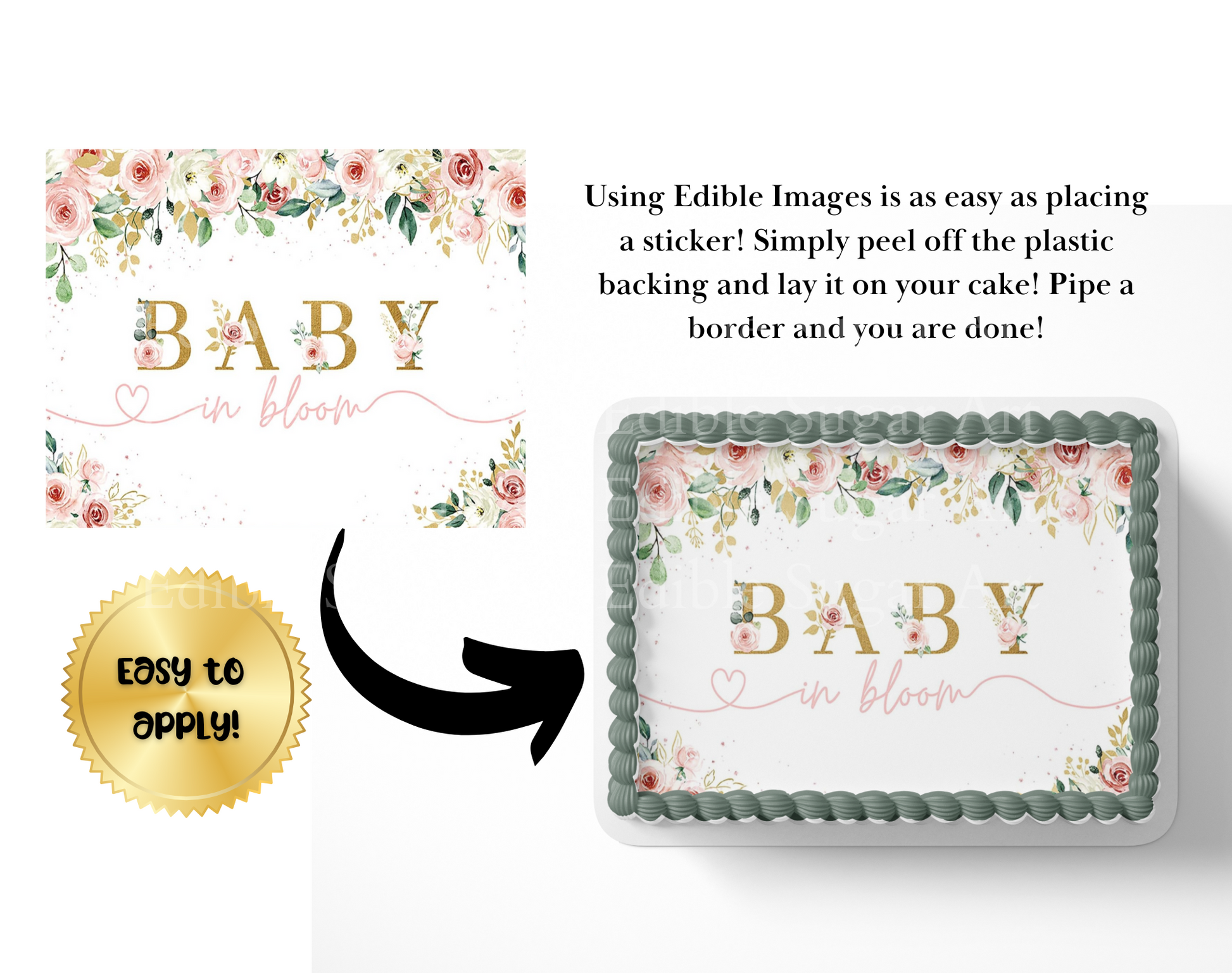 Baby In Bloom Baby Shower Cake Topper