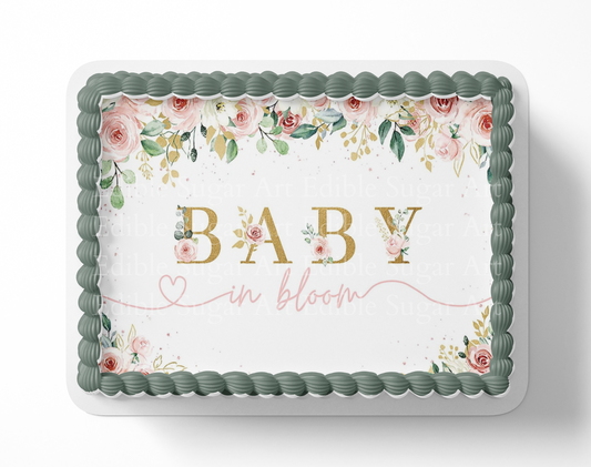 Baby In Bloom Baby Shower Cake Topper