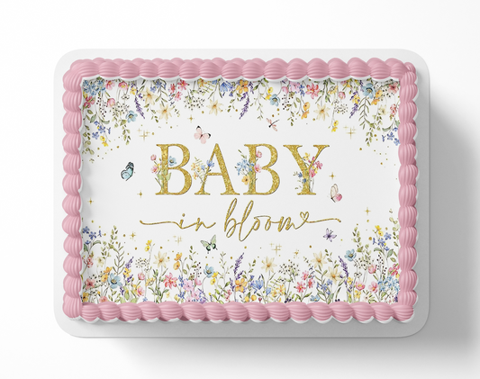 Baby In Bloom Baby Shower Cake Topper