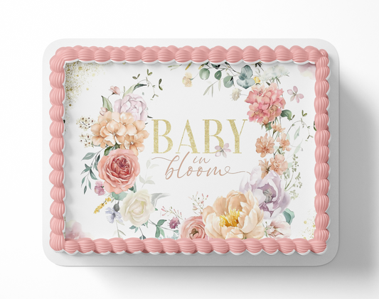 Baby In Bloom Baby Shower Cake Topper